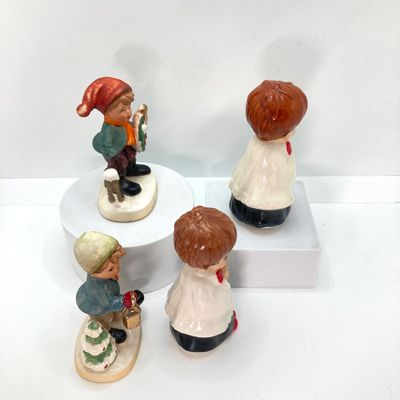 LOT 29: Vintage Holiday Decor - Napcoware Japan Figurines, Lefton Choir Boy Figurines, Ceramic Pumpkin and Pair of Lighted Pumpkins