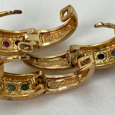 LOT 31: Three Pair of Technibond 925 and Stone Pierced Earrings in Original Box - 14.0 GTW