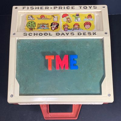 LOT 536: Vintage Fisher Price Educational / Toys - School Days Desk and Music Box TV