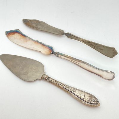 LOT 36: Vintage Made in Occupied Japan Silver Plated and More Collection - Cream / Sugar Bowls with Tray and Assorted Utensils