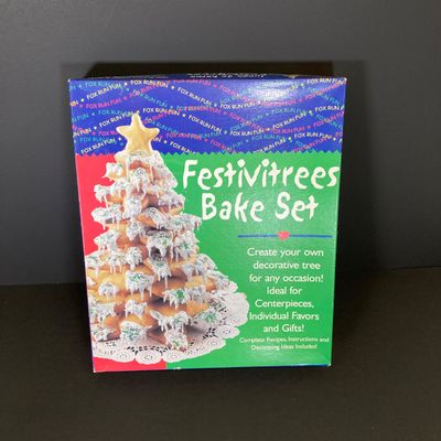 LOT 30: Holiday Kitchen Collection - Two Tier Tree Serving Plate, Metal and Plastic Cookie Cutters, Festivitree Bake Set and Storage...