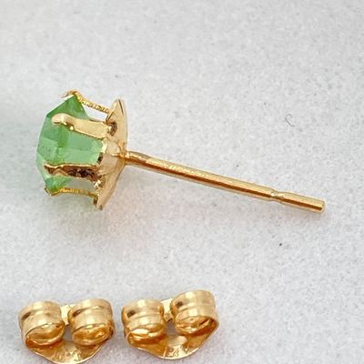LOT 45: Gold Peridot / August Birthstone Pierced Earrings - 14KT, 0.3 GTW