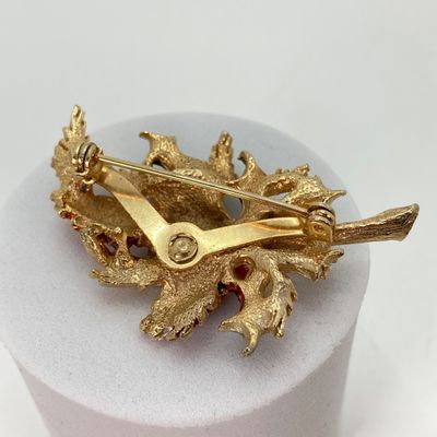 LOT 40: Vintage Gold Tone Jewelry - Gold Filled Screw-back Earrings, Roma Brooch Pin, Ring with Matching Earrings and Two Tone Leaf...