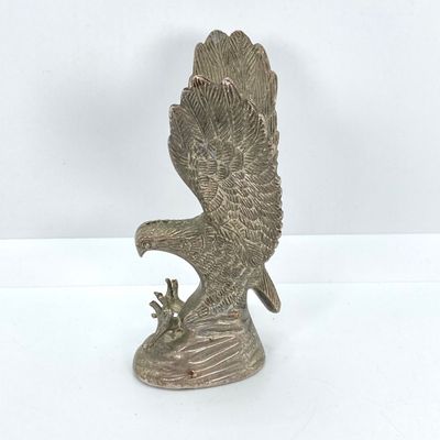 LOT 524: Vintage Military Collection - Survival Kit Plastic Rations Flask, Canteen, Pewter Eagle Figurine and More