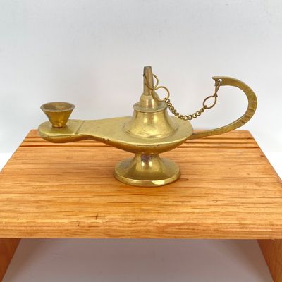 LOT 523: Vintage Brass Collection - Leonard Silver Mfg Co. Hour Glass, Lantern and Lidded Trinket Bowl India