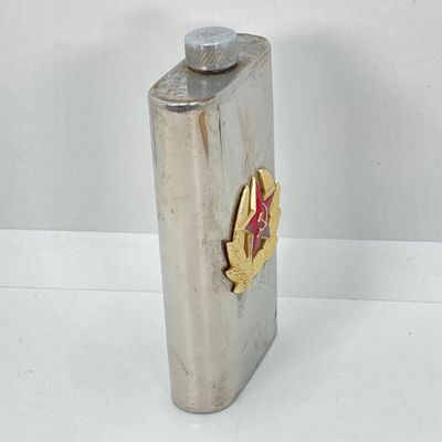 LOT 87: Vintage Bar Collection - Small Whiskey Sour Tray, Flask and Bottle Stoppers