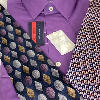 LOT 76: Men's Dress Shirts (Structure, Van Heusen, Architect) and Ties (Stafford, Ketch, Blair, Croft&Barrow) - Size M & L...