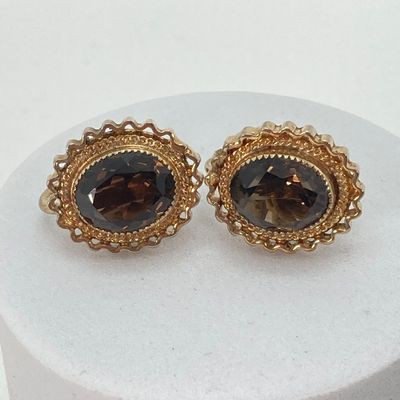 LOT 40: Vintage Gold Tone Jewelry - Gold Filled Screw-back Earrings, Roma Brooch Pin, Ring with Matching Earrings and Two Tone Leaf...