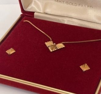 LOT 3: 14KT Gold Filled Necklace - 16" with Matching Pierced Earrings Set