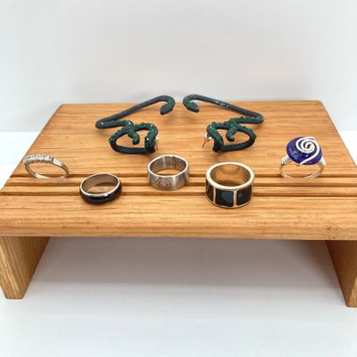 LOT 528: Assorted Rings (Wire Wrapped / Mood Style and More) with Snake Ear Cuff Set