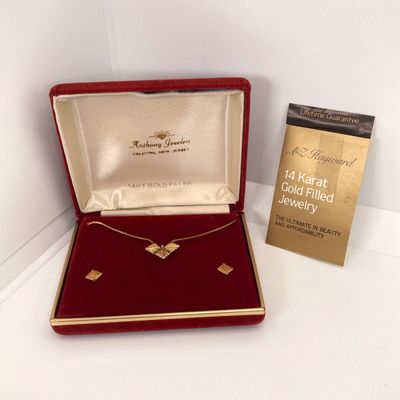 LOT 3: 14KT Gold Filled Necklace - 16" with Matching Pierced Earrings Set