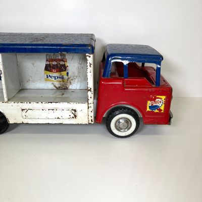 LOT 83: Vintage Toys - Metal Pepsi Delivery Truck with Radio Flyer Tricycle