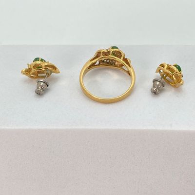 LOT 40: Vintage Gold Tone Jewelry - Gold Filled Screw-back Earrings, Roma Brooch Pin, Ring with Matching Earrings and Two Tone Leaf...
