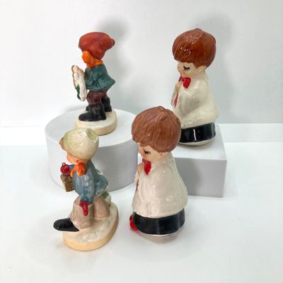 LOT 29: Vintage Holiday Decor - Napcoware Japan Figurines, Lefton Choir Boy Figurines, Ceramic Pumpkin and Pair of Lighted Pumpkins