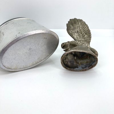 LOT 524: Vintage Military Collection - Survival Kit Plastic Rations Flask, Canteen, Pewter Eagle Figurine and More