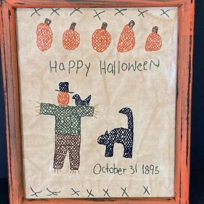 LOT 44: Vintage Books, Stickers, Ephemera and Antique Framed Halloween Wall Decor