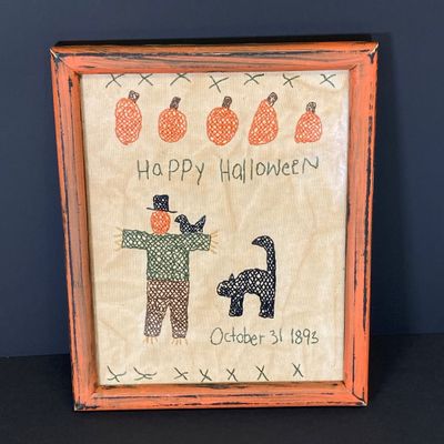 LOT 44: Vintage Books, Stickers, Ephemera and Antique Framed Halloween Wall Decor