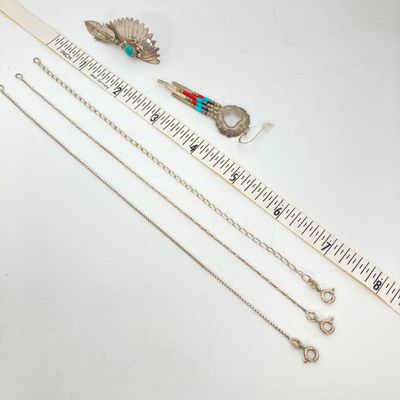 LOT 49: Sterling Silver Jewelry - Turquoise Earrings 13.5 GTW and Three Bracelets TW 3.5g, 7.5"