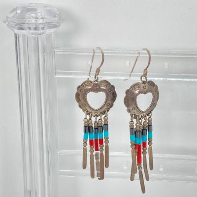 LOT 49: Sterling Silver Jewelry - Turquoise Earrings 13.5 GTW and Three Bracelets TW 3.5g, 7.5"