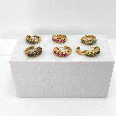 LOT 31: Three Pair of Technibond 925 and Stone Pierced Earrings in Original Box - 14.0 GTW