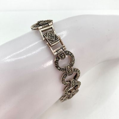LOT 48: CW 925 Marcasite & Sterling Bracelet - 21.8 GTW, 7"