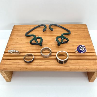 LOT 528: Assorted Rings (Wire Wrapped / Mood Style and More) with Snake Ear Cuff Set