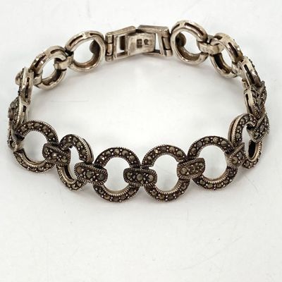 LOT 48: CW 925 Marcasite & Sterling Bracelet - 21.8 GTW, 7"