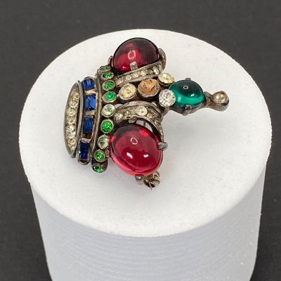 LOT 6: Vintage Trifari Alfred Philippe Crown Cabochon Brooch Pin - 13.0 GTW
