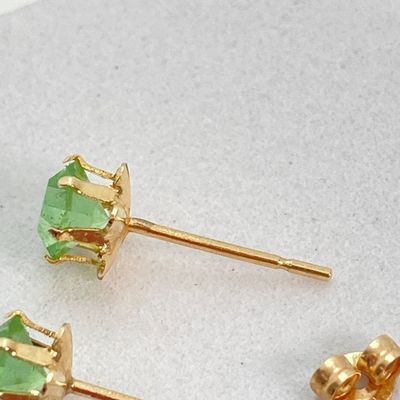 LOT 45: Gold Peridot / August Birthstone Pierced Earrings - 14KT, 0.3 GTW