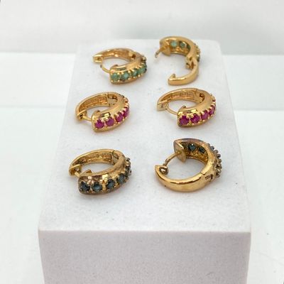 LOT 31: Three Pair of Technibond 925 and Stone Pierced Earrings in Original Box - 14.0 GTW