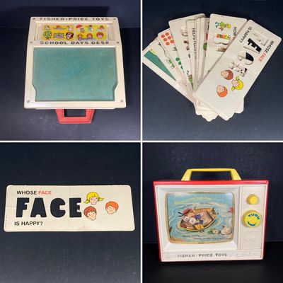 LOT 536: Vintage Fisher Price Educational / Toys - School Days Desk and Music Box TV
