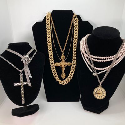 LOT 38: Large Collection of Jewelry - Designer and More - Sakata Swiss Made Pendant Watch, Art Cross, Whiting & Davis, Gold Filled...