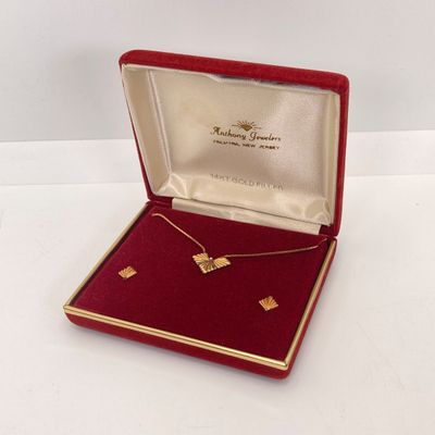 LOT 3: 14KT Gold Filled Necklace - 16" with Matching Pierced Earrings Set