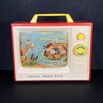 LOT 536: Vintage Fisher Price Educational / Toys - School Days Desk and Music Box TV