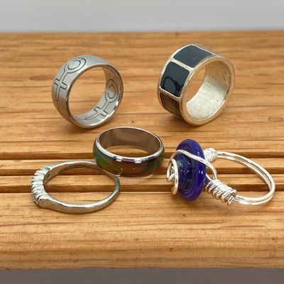 LOT 528: Assorted Rings (Wire Wrapped / Mood Style and More) with Snake Ear Cuff Set