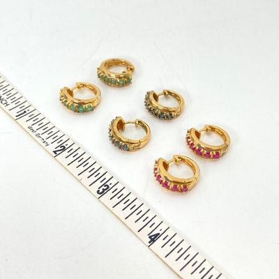 LOT 31: Three Pair of Technibond 925 and Stone Pierced Earrings in Original Box - 14.0 GTW