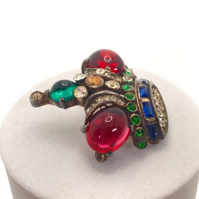 LOT 6: Vintage Trifari Alfred Philippe Crown Cabochon Brooch Pin - 13.0 GTW
