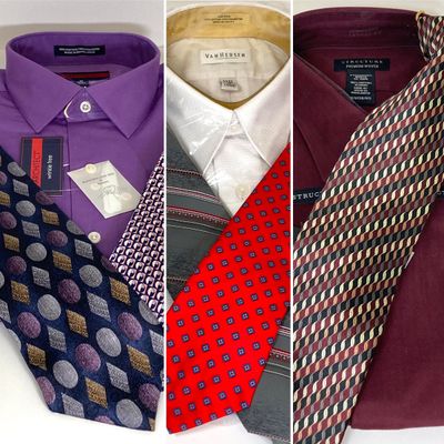 LOT 76: Men's Dress Shirts (Structure, Van Heusen, Architect) and Ties (Stafford, Ketch, Blair, Croft&Barrow) - Size M & L...