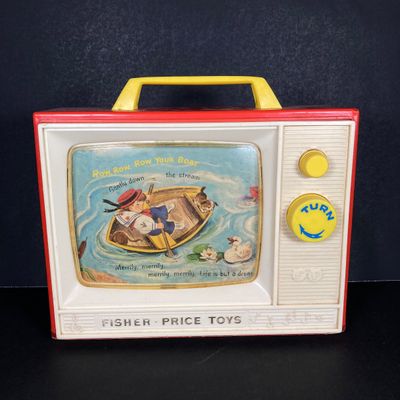 LOT 536: Vintage Fisher Price Educational / Toys - School Days Desk and Music Box TV