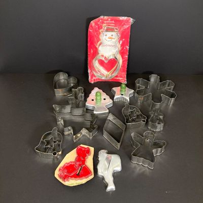 LOT 30: Holiday Kitchen Collection - Two Tier Tree Serving Plate, Metal and Plastic Cookie Cutters, Festivitree Bake Set and Storage...
