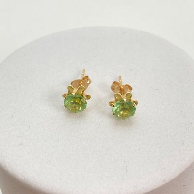 LOT 45: Gold Peridot / August Birthstone Pierced Earrings - 14KT, 0.3 GTW