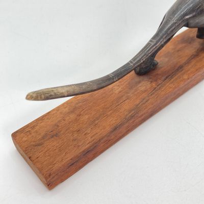 LOT 520: Vintage Carved Wood / Horn Collection - Poland Jewelry / Trinket Box, Panther and Catch All / Plate