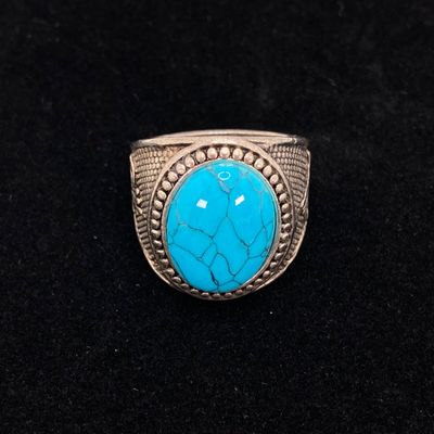 LOT 530: Turquoise Themed Jewelry - Wire Wrapped Pendant, Statement Necklace, Ring and Abalone Earrings