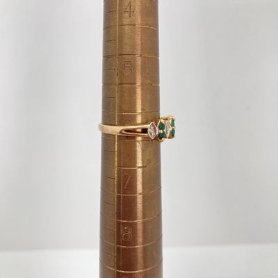 LOT 47: ESX Gold Emerald and Diamond Chip Ring - 10KT, 2.0 GTW, Sz 6.5