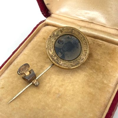 LOT 46: Unique Find - Antique 1860 Abraham Lincoln Campaign Button / Stick Pin with a Ferro Type Portrait of Abe Lincoln!!