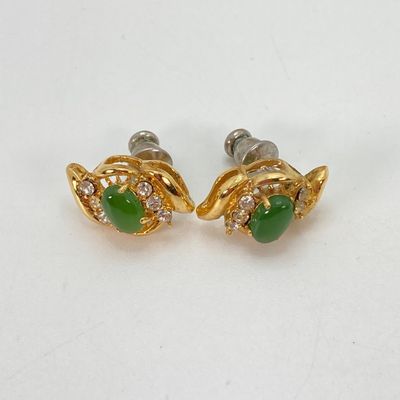 LOT 40: Vintage Gold Tone Jewelry - Gold Filled Screw-back Earrings, Roma Brooch Pin, Ring with Matching Earrings and Two Tone Leaf...