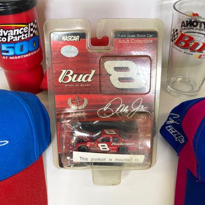 LOT 84: NASCAR Collection and More - Hats, Shirts, Sweatshirts, Drinking Glasses (Some New in Package Included)