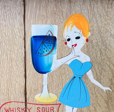 LOT 87: Vintage Bar Collection - Small Whiskey Sour Tray, Flask and Bottle Stoppers