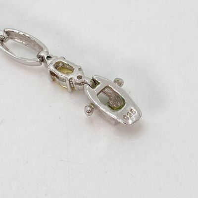 LOT 41: Sterling Silver Jewelry - Yellow Stone Necklace, Ring and Bracelet Set 18.5 GTW with Blue Stone Bezel Watch with 925 Accents on Band