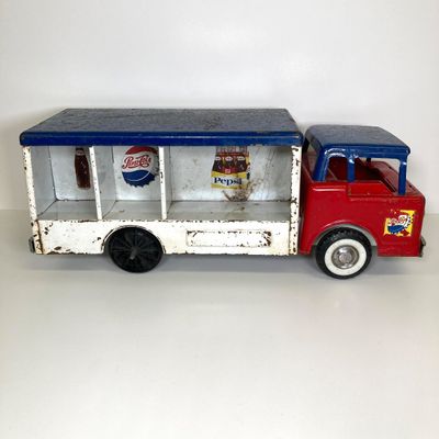 LOT 83: Vintage Toys - Metal Pepsi Delivery Truck with Radio Flyer Tricycle